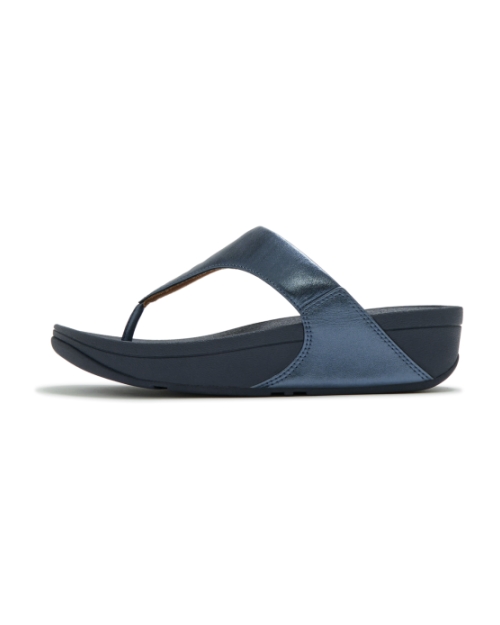 Lulu Leather Toepost Metallic Cosmic Blue
