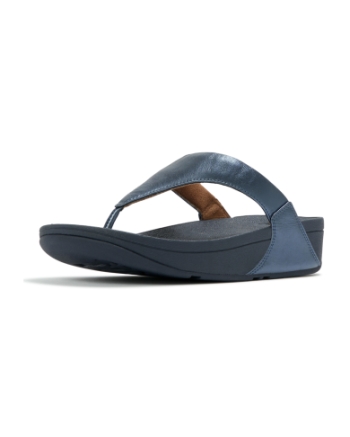 FitFlop Lulu Leather Toepost Metallic Cosmic Blue