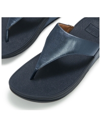 Lulu Leather Toepost Metallic Cosmic Blue