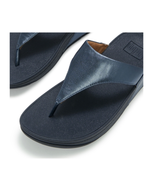 Lulu Leather Toepost Metallic Cosmic Blue
