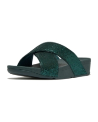 Lulu Cross Slide - Glitterball Metallic Deep Teal