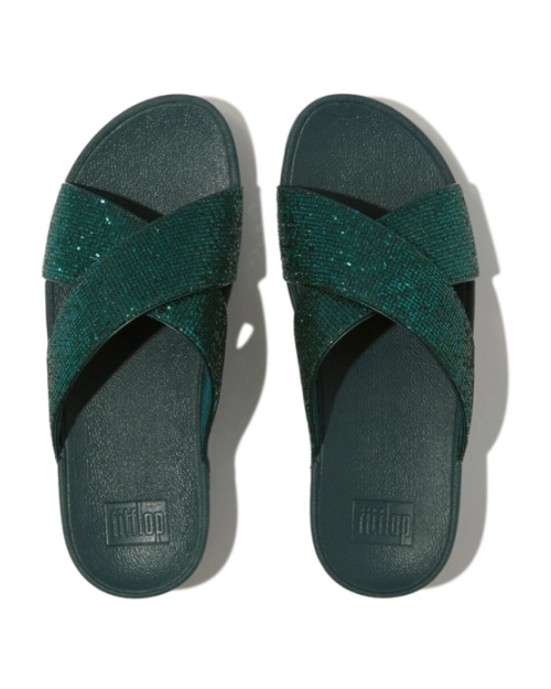 Lulu Cross Slide - Glitterball Metallic Deep Teal