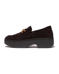 F-Luma Chunky-Snaffle Suede Demi-Wedge Loafers Chocolate Brown