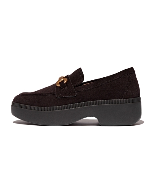 F-Luma Chunky-Snaffle Suede Demi-Wedge Loafers Chocolate Brown