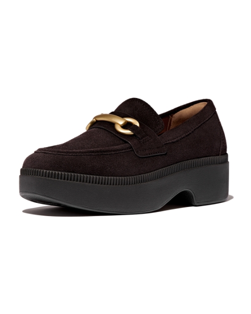 F-Luma Chunky-Snaffle Suede Demi-Wedge Loafers Chocolate Brown