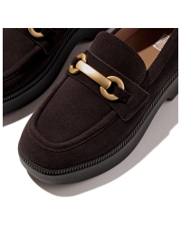 F-Luma Chunky-Snaffle Suede Demi-Wedge Loafers Chocolate Brown