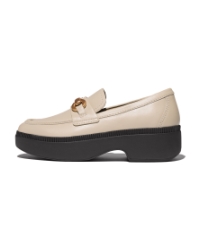 F-Luma Chunky-Snaffle Leather Demi-Wedge Loafers Stone Beige