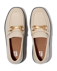 F-Luma Chunky-Snaffle Leather Demi-Wedge Loafers Stone Beige