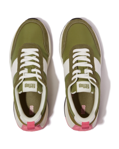 F-Mode Flow Sneaker - Nylon & Suede Mix Camo-Green Mix