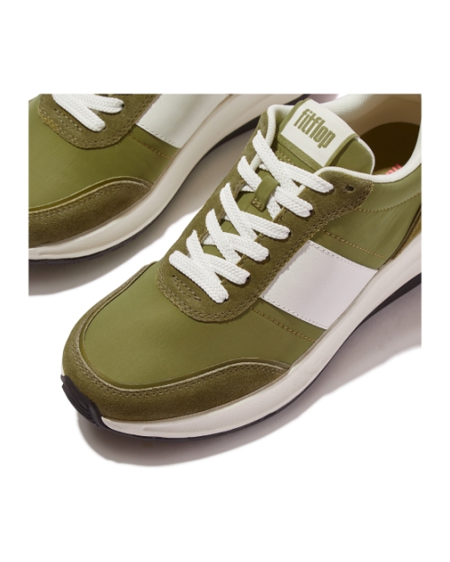 F-Mode Flow Sneaker - Nylon & Suede Mix Camo-Green Mix