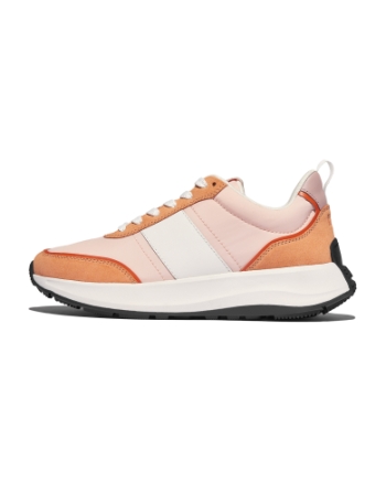 FitFlop F-Mode Flow Sneaker - Nylon & Suede Mix Peachy/Clay Pink Mix