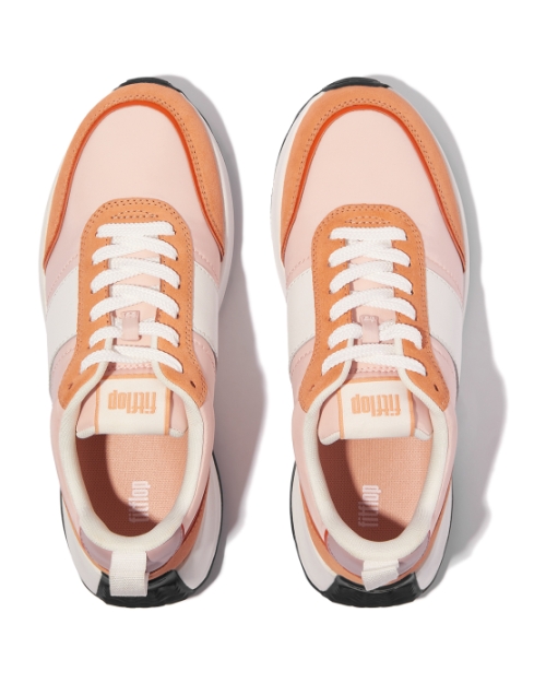 F-Mode Flow Sneaker - Nylon & Suede Mix Peachy/Clay Pink Mix