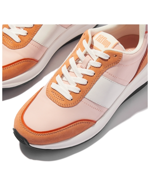 F-Mode Flow Sneaker - Nylon & Suede Mix Peachy/Clay Pink Mix