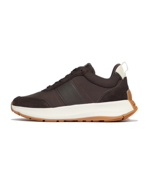 F-Mode Flow Sneaker - Nylon & Suede Mix Chocolate Brown/Cream