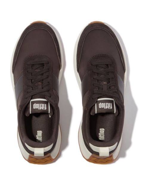 F-Mode Flow Sneaker - Nylon & Suede Mix Chocolate Brown/Cream