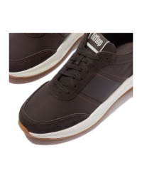 F-Mode Flow Sneaker - Nylon & Suede Mix Chocolate Brown/Cream