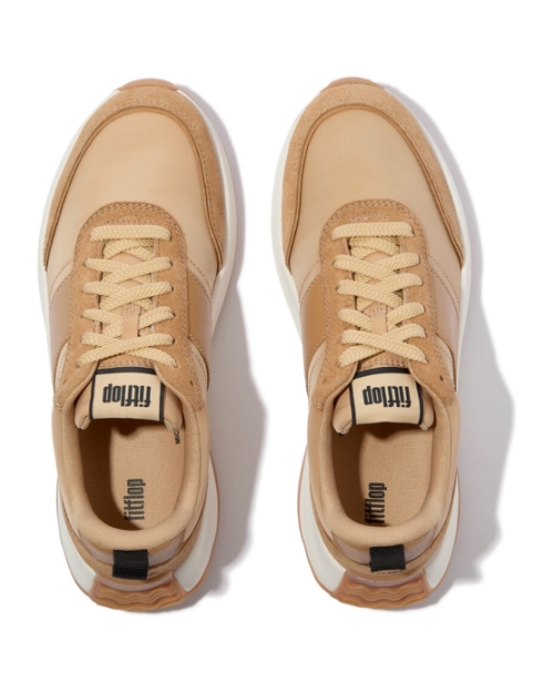 F-Mode Flow Sneaker - Nylon & Suede Mix Camel Mix