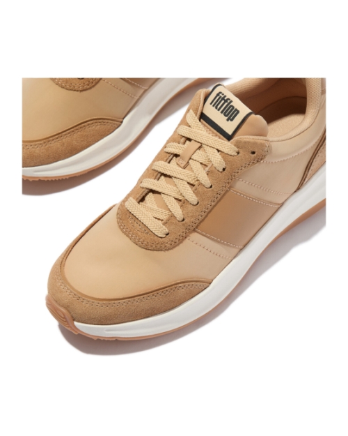 F-Mode Flow Sneaker - Nylon & Suede Mix Camel Mix
