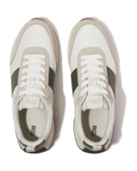 F-Mode Flow Sneaker - Leather White/Safari Green
