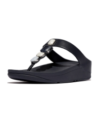 Fino Multi-Stone Leather Toe-Post Sandals Midnight Navy