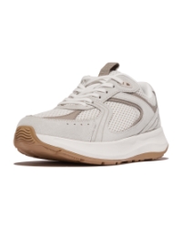 F-Mode Flow Suede/Mesh/Leather Flatform Sneakers Urban White