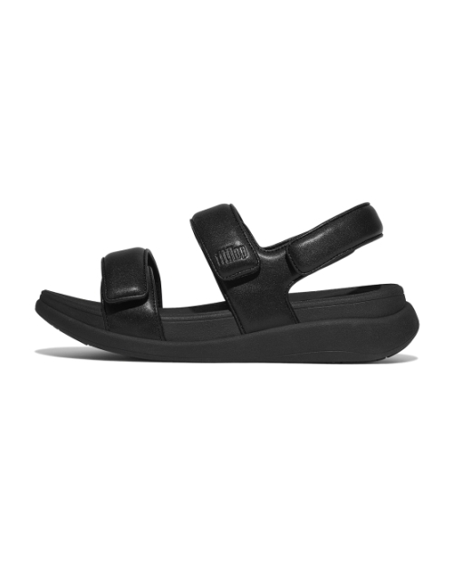 F-Mode Go Adjustable Flatform Back-Strap Sandals All Black