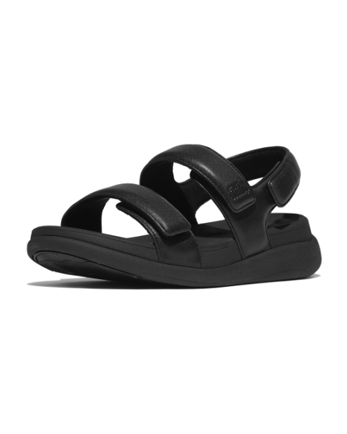 F-Mode Go Adjustable Flatform Back-Strap Sandals All Black