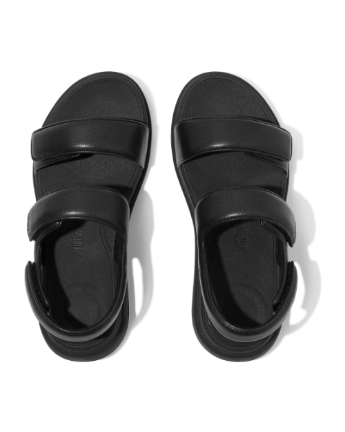 F-Mode Go Adjustable Flatform Back-Strap Sandals All Black