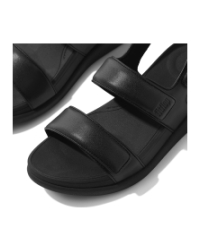 F-Mode Go Adjustable Flatform Back-Strap Sandals All Black