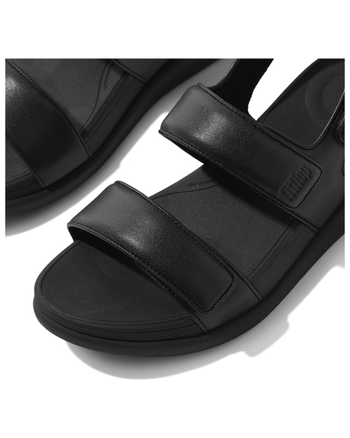 F-Mode Go Adjustable Flatform Back-Strap Sandals All Black