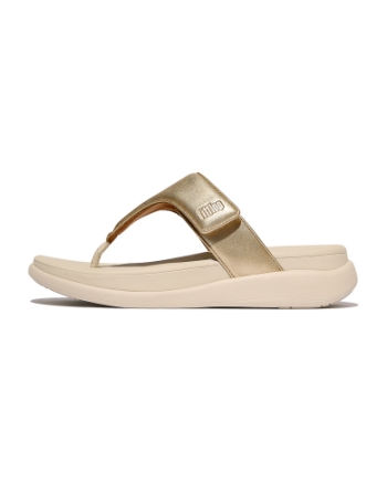 FitFlop F-Mode Go Adjustable Flatform Toe-Post Sandals Platino