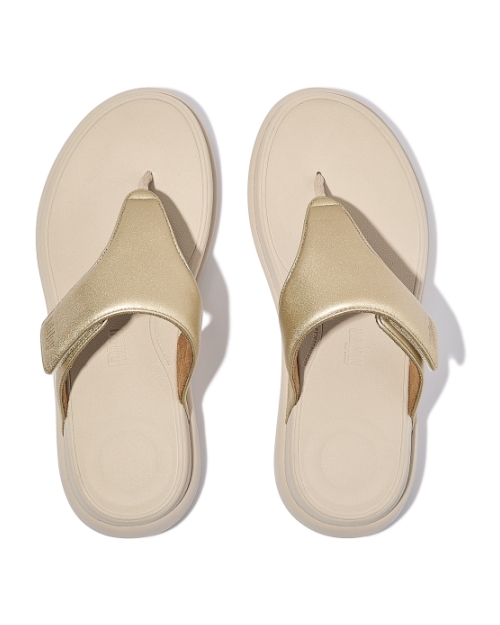 F-Mode Go Adjustable Flatform Toe-Post Sandals Platino