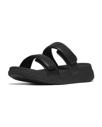 FitFlop F-Mode Go Adjustable Flatform Two-Bar Slides All Black