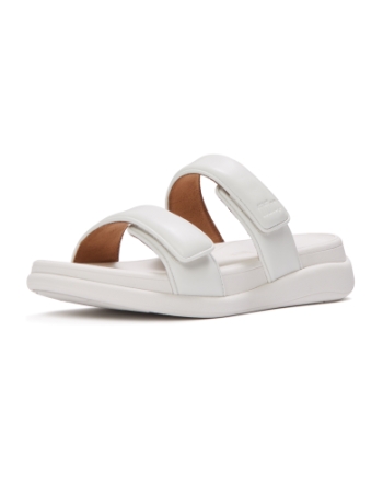 FitFlop F-Mode Go Adjustable Flatform Two-Bar Slides Urban White