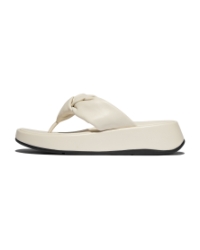 F-Mode Knot Soft-Leather Flatform Toe-Post Sandals Paris Beige