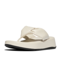 F-Mode Knot Soft-Leather Flatform Toe-Post Sandals Paris Beige