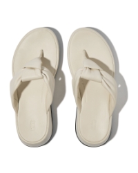 F-Mode Knot Soft-Leather Flatform Toe-Post Sandals Paris Beige