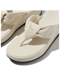 F-Mode Knot Soft-Leather Flatform Toe-Post Sandals Paris Beige