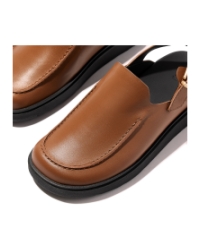 Gen-FF Leather Back-Strap Moc Mules Deep Tan