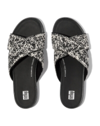 Gracie Woven Cross Slides Black/Ivory Mix