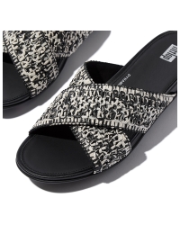 Gracie Woven Cross Slides Black/Ivory Mix