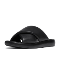 Iqushion D-Luxe Padded Leather Cross Slides All Black