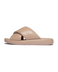 Iqushion D-Luxe Padded Leather Cross Slides Classic Beige