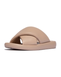 Iqushion D-Luxe Padded Leather Cross Slides Classic Beige
