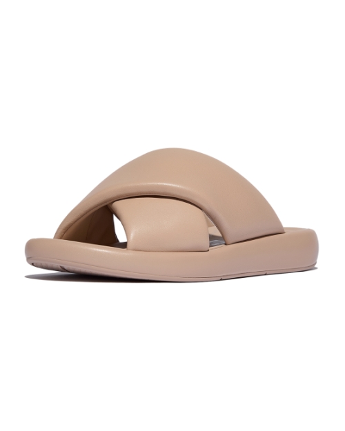 Iqushion D-Luxe Padded Leather Cross Slides Classic Beige
