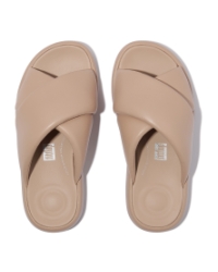 Iqushion D-Luxe Padded Leather Cross Slides Classic Beige