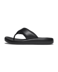 Iqushion D-Luxe Padded Leather Toe-Post Sandals All Black