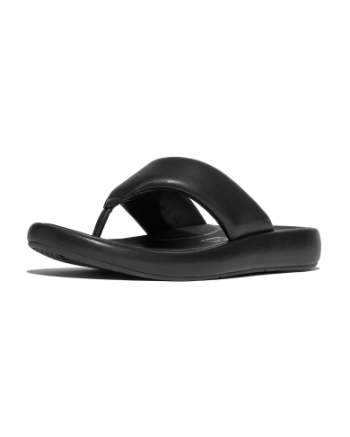 FitFlop Iqushion D-Luxe Padded Leather Toe-Post Sandals All Black