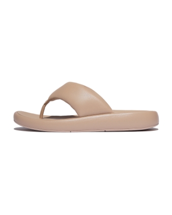 FitFlop Iqushion D-Luxe Padded Leather Toe-Post Sandals Classic Beige