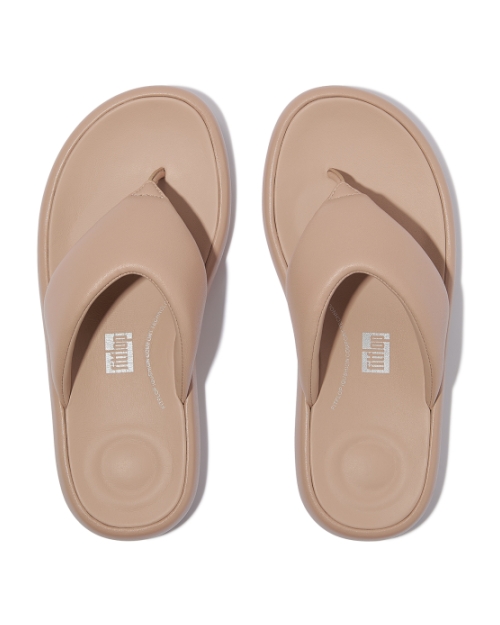 Iqushion D-Luxe Padded Leather Toe-Post Sandals Classic Beige